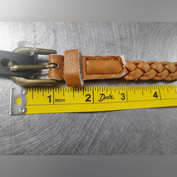 unbranded Accessories - Elegant Tan Braided Leather Mini Belt